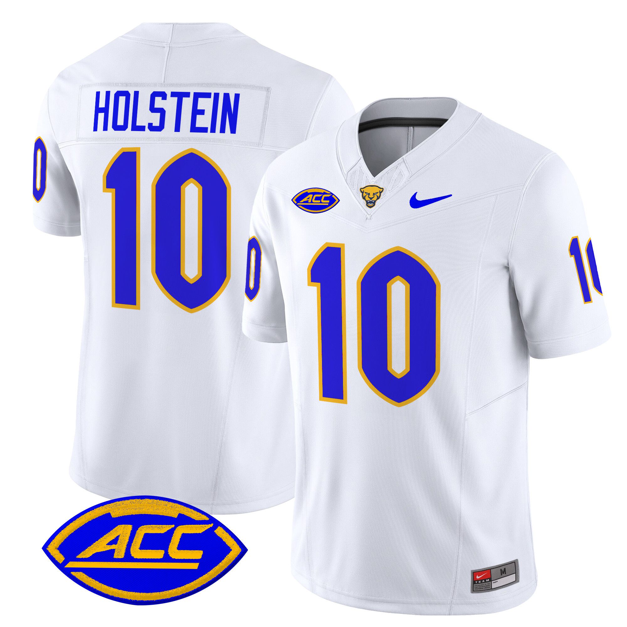Men Pittsburgh Panthers #10 Holstein White Nike 2024 Vapor Limited NCAA Jersey
